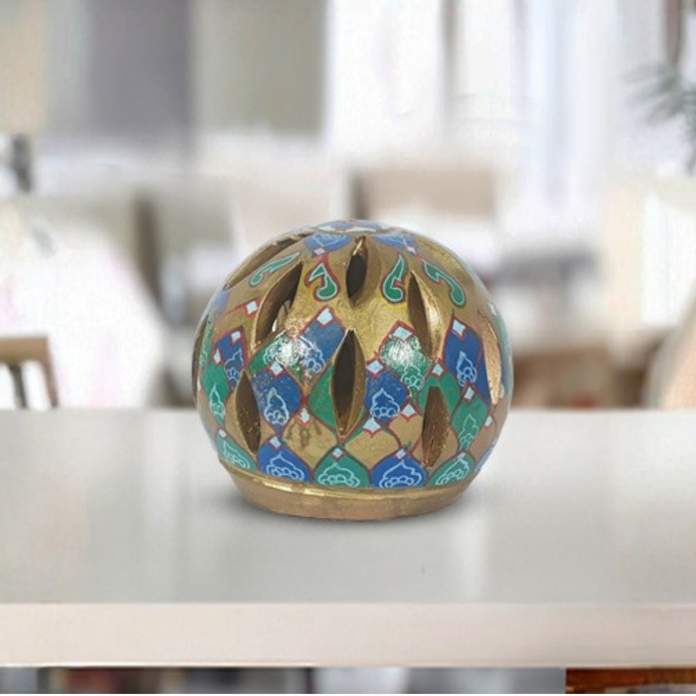 golden hand-painted ceramic decorative lantern